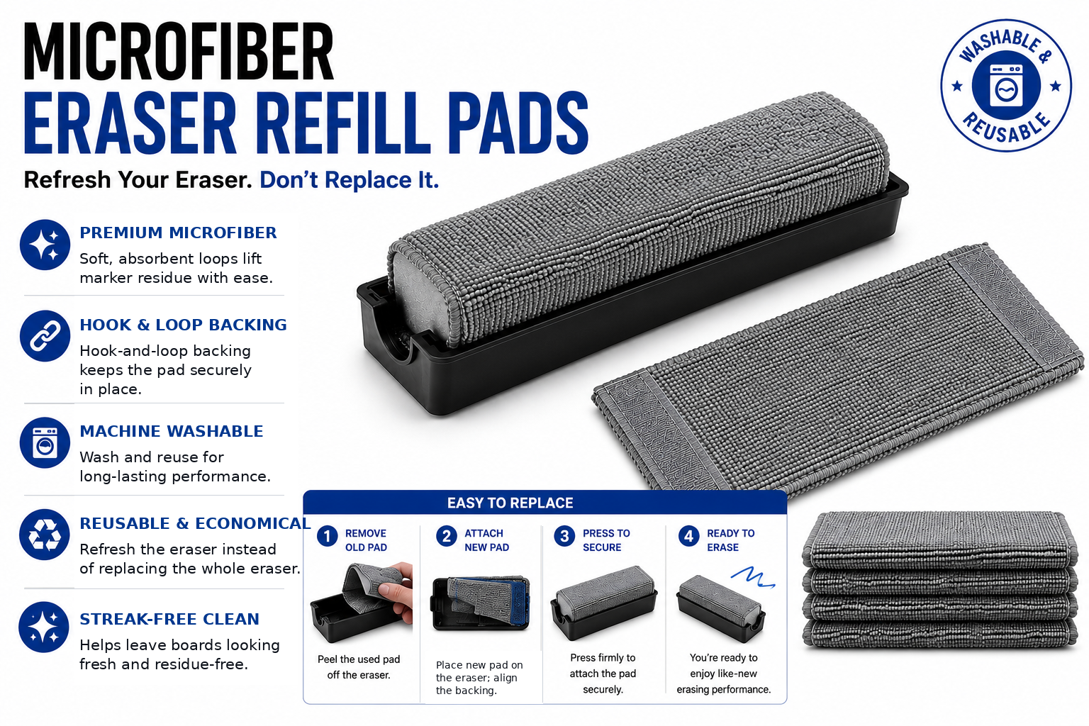 BoardWorks Co. Microfiber Eraser Refill Pads